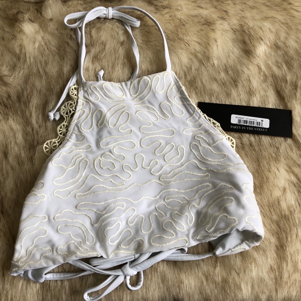 NWT beach riot x stone cold fox embroider swim top